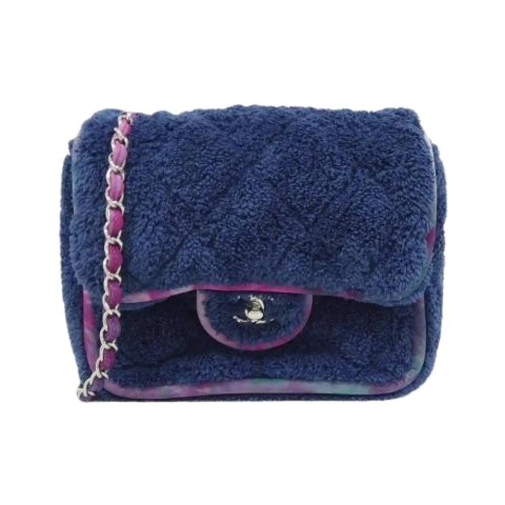 Chanel Vintage Pre-owned Blandet Fiber Skuldertaske - Vintage - Dame - Blå - ONE SIZE - Uld