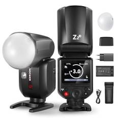NEEWER Z2-N 2,4G TTL Blitzlicht Rundkopf Speedlite für Nikon, Blitzgerät mit 76W, Kuppeldiffusor, TTL/M TCM Umschalttaste, 2 Modellierlichter 1/8000s HSS 7,4V/2600mAh Akku 480 Volle Leistung Blitz