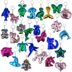 20 stk. Sequin nøglering festartikler Flip Sequin nøgleringe til børn voksne piger fødselsdagsfest favoriserer mors gave nøglering rygsæk nøgleringe