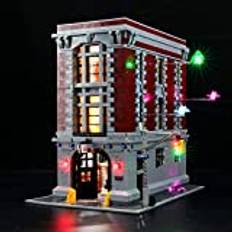 BRIKSMAX LED-belysningskit för LEGO Ghostbusters Firehouse huvudkontor, kompatibel med LEGO 75827 byggklossar modell – inkluderar inte Lego setet (fjärrkontrollversion)