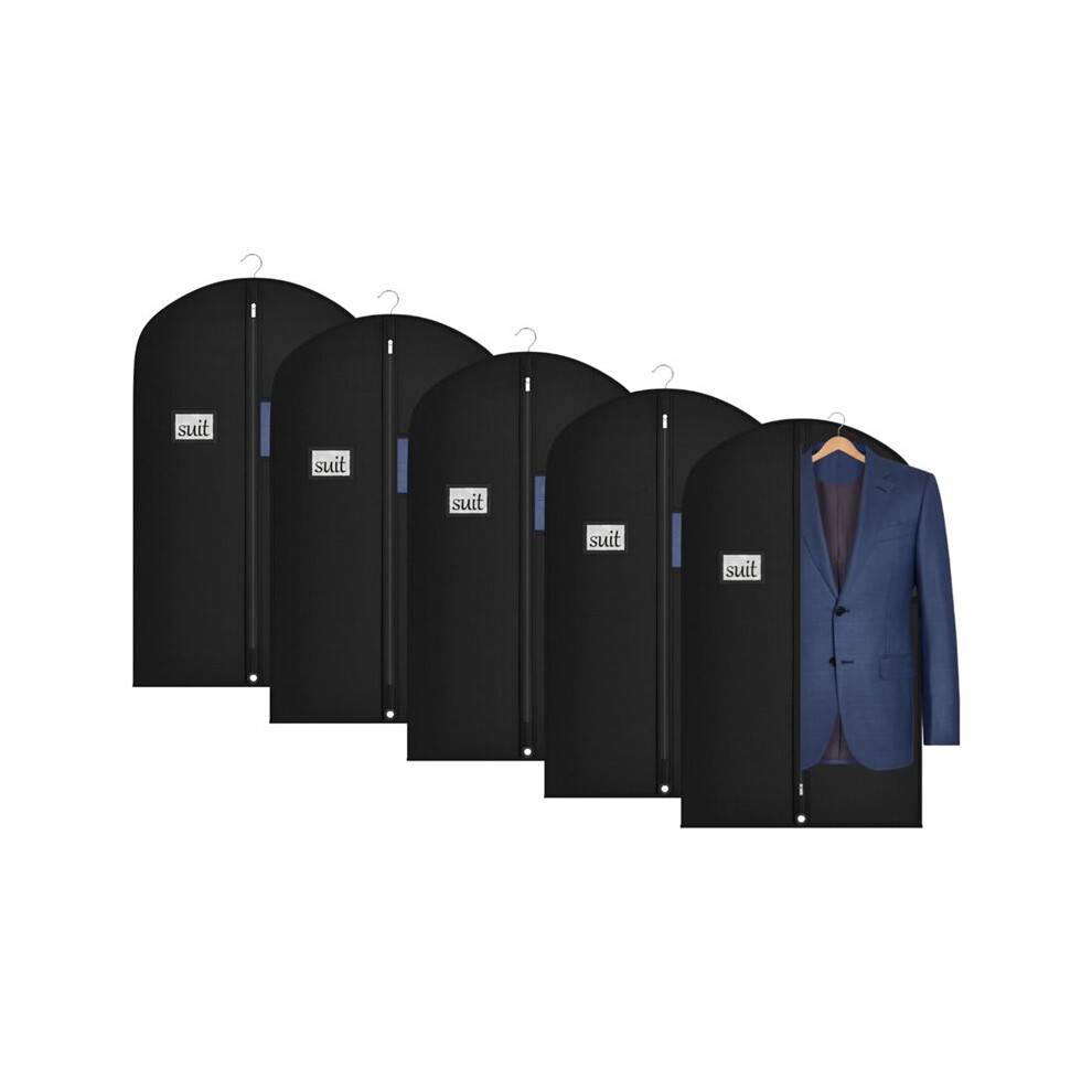 Premium Clothing Storage Bag 5-Pack, 43 Inch Clothing Bags for Hanging Clothes, Suit Bags for Travel with Clear Window.