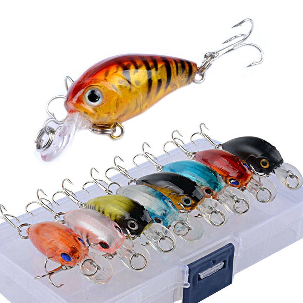 8 stycken Brådskande säljer Fiskeredskap Detaljhandel Högkvalitativ Fiskedrag 4,5 mm 4 g Crankbait Plast Dubbelkrokar fö