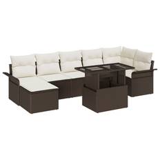 vidaXL 8-delt Have Sofa Sæt med Hynder Brun Poly Rattan