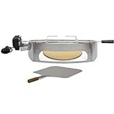 BBQ-Toro Pizzaring-set i rostfritt stål med grillspett | Pizzainsats och roterande spett lämpligt för Weber Q300/Q3000-serien | Rotisserie med motor och pizzaelement inkl. spade och pizzasten