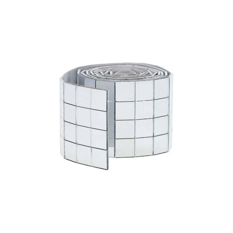DIY Spejlmosaik i Ægte Glas - 1x1 cm Selvklæbende Mosaikfliser - 4x100 cm (400 fliser) - Silver.