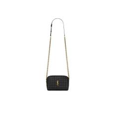 Saint Laurent, Taske, Dame, Sort, ONE SIZE, Bomuld, Quiltet Kamerataske med Justerbar Rem