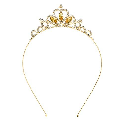 WLLHYF Silber Prinzessin Krone Kristall Schärpe Tiara Strass Stirnband Haarschmuck für Geburtstag Weihnachten Dekoration Frauen Mädchen Braut Hochzeit Haarbänder Schmuck (Gold)