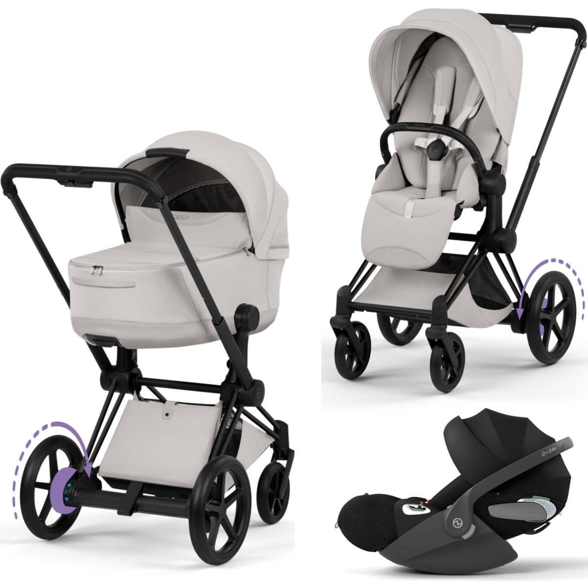 Cybex E-Priam 5 Style Stroller Set 3 in 1 incl. Cloud T i-Size Car Seat - City Grey
