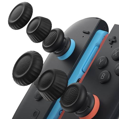 JSAUX Tumgrepp för Switch 2 (uppgraderat halkskydd), tumgreppskåpor, 3 par | ergonomisk design, förbättrat spelgrepp, bekvämt och hållbart, Joycon stickskydd, svart, 3 par (6 st)