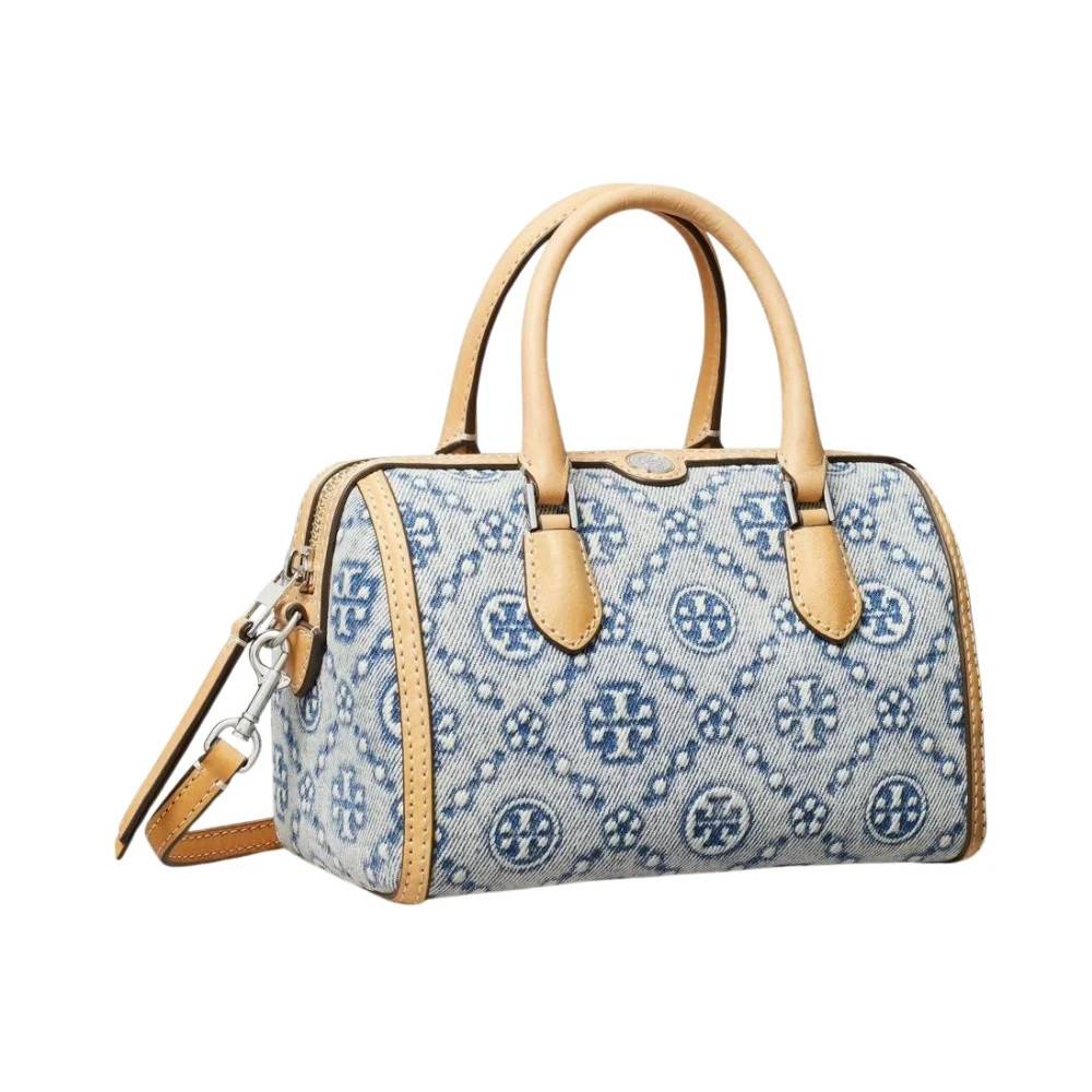 Tory Burch T Monogram Denim Petite Barrel Bag - Tasker - Dame - Blå - ONE SIZE - Denim