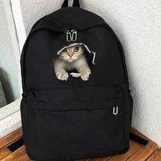 Cat Print Backpack, Fashionable And Versatile Casual Travel Backpack, Large Capacity Backpack And Women, Outdoor Schoolbag, High School And Junior Hig - Black - 1pc,Style 1,Style 2,Style 4,Style 3