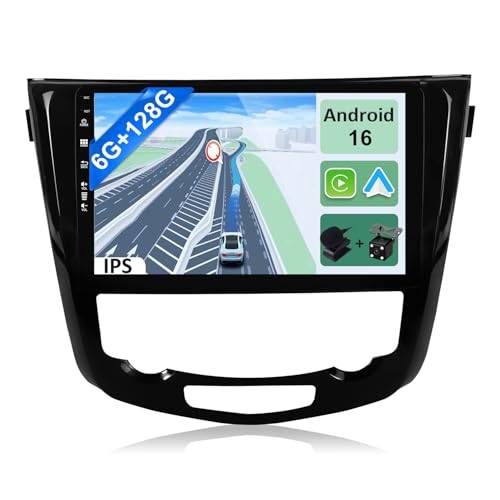 YUNTX [6GB+128GB] Android 14 2 Din bilstereo för Nissan X-Trail Qashqai j11 Rouge 2014-2018-[Stödja CarPlay/Android Auto/DSP/GPS]-IPS 10.1 tums Pekskärm-CAM+MIC-DAB/Ratt kontroll/Bluetooth 5.0