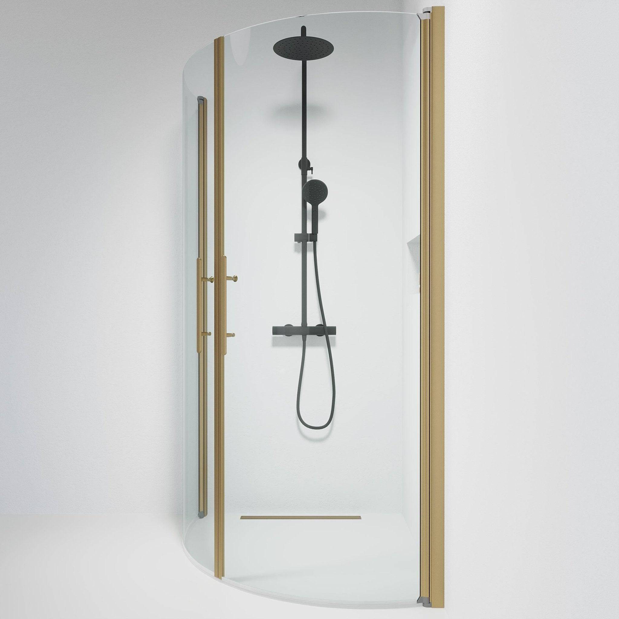 Vänern Brusehjørne, Buet, Bronze Profil, Klar Glas - 70 x 70 cm