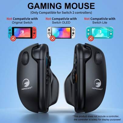 Gamingmusgrepp för Switch 2 Joycons, Switch2-tillbehör för NS2-kontroller, bärbart musgrepp för Joy Con, svart, 2-pack