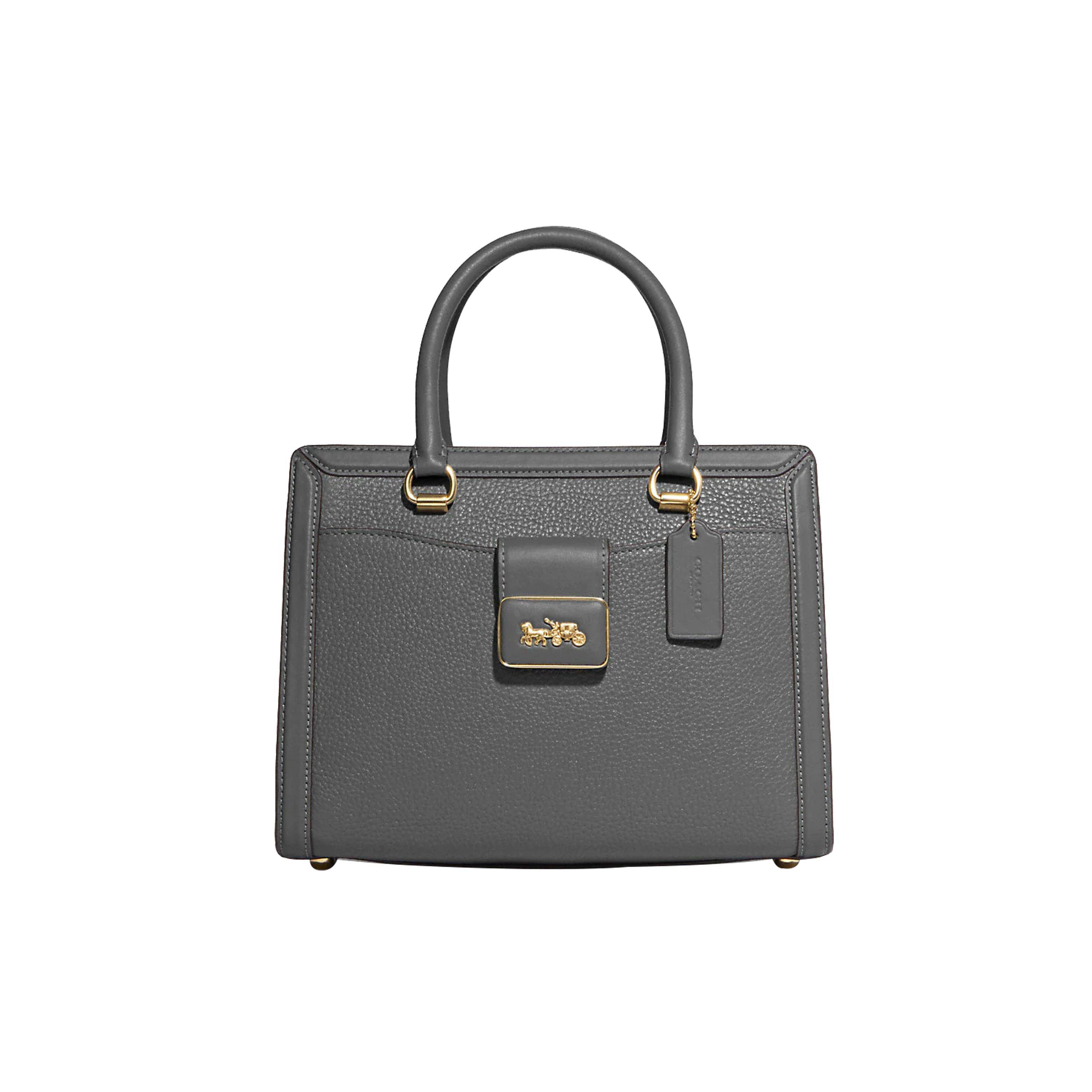 Coach Grace 23 Zipper Closure Leather And Suede Shoulder Bag Crossbody Bag Tote Bag Medium Women bags Granite-Gray CE606-IMGRT Basic Set (Bag+Dust Bag)