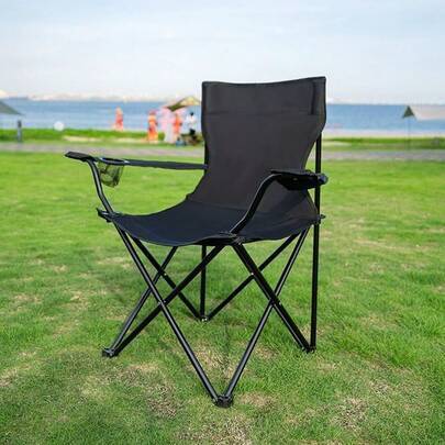 1 st bärbar campingstol med mugghållare, hopfällbar och lätt, levereras med förvaringsväska, lämplig för vuxna, perfekt för strand, camping, vandring, - Multifärgad (Svart,Marinblå,Militärgrön,Blå,Kamouflage)