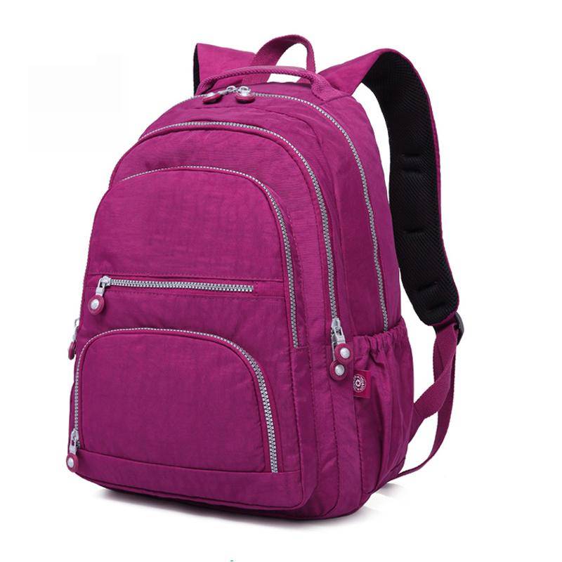 Skolryggsäck för tonårsflicka Mochila Feminina Kvinnor Ryggsäckar Sac Nylon Vattentät Casual Laptop Bagpack Kvinna vinröd färg