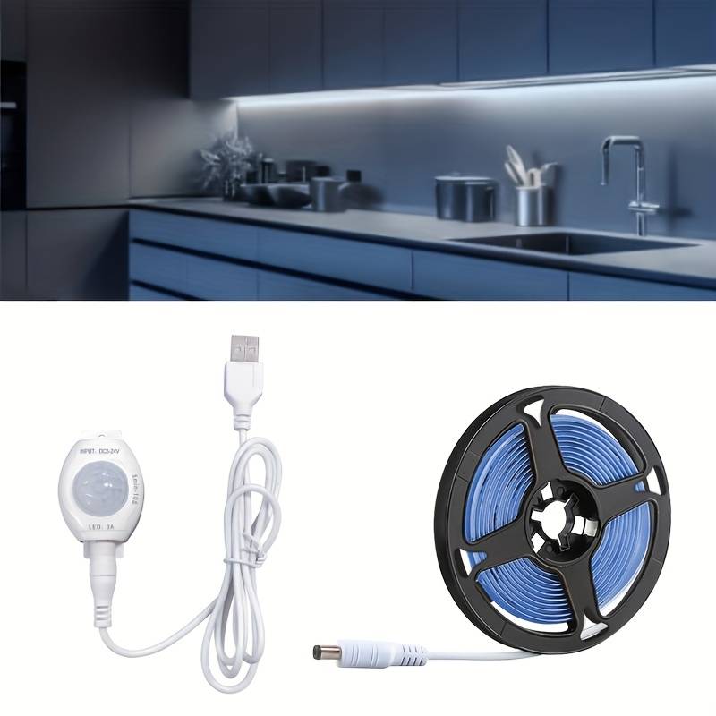 16.4ft Led Motion Sensor Light Strip - Usb Powered, Self-adhesive, Floating Bed Light Strip, Flexible White Light For Bed Edges, Mirrors, Cabinets And Stairs