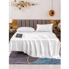 22Momme Mullbärssilke Sömlöst Platt Lakan - Vit / 1,6m Säng(260x275cm) / 4-Delars Set