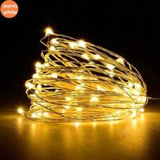 1 st 100 LED 10m koppartråd ljusslinga balkong utomhus dekorativ belysning blinkande ljusslinga LED-ljusslingor, heminredning, sovrum, vardagsrum, nat - varmt ljus (10 meter)