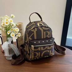 Fashion Casual New Classic Women Backpack Small Capacity Dual-Use Leather Oxford Handbag - Coffee Brown