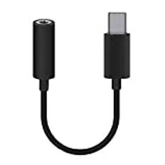 USB 3.1 typ C headset jack passar Blackview BV9900E BV9700 PRO BV6800 BV9100 BV9600 BV9000 BV9200 Oscal S80 | med lång anslutning USB-C 3,5 mm hörlurar uttag aux-in ljudadapter kabel svart