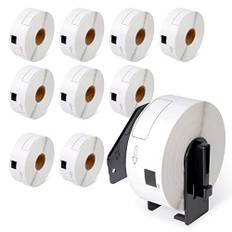 10x MarkField DK-11201 Etikettenrollen 29mm(B) x 90mm(L) Einzeletiketten Adressetiketten Kompatible mit Brother P-Touch QL-500 700 800 810 820NWB 1100, 10 Rollen/4000 Standard Adress-Etiketten