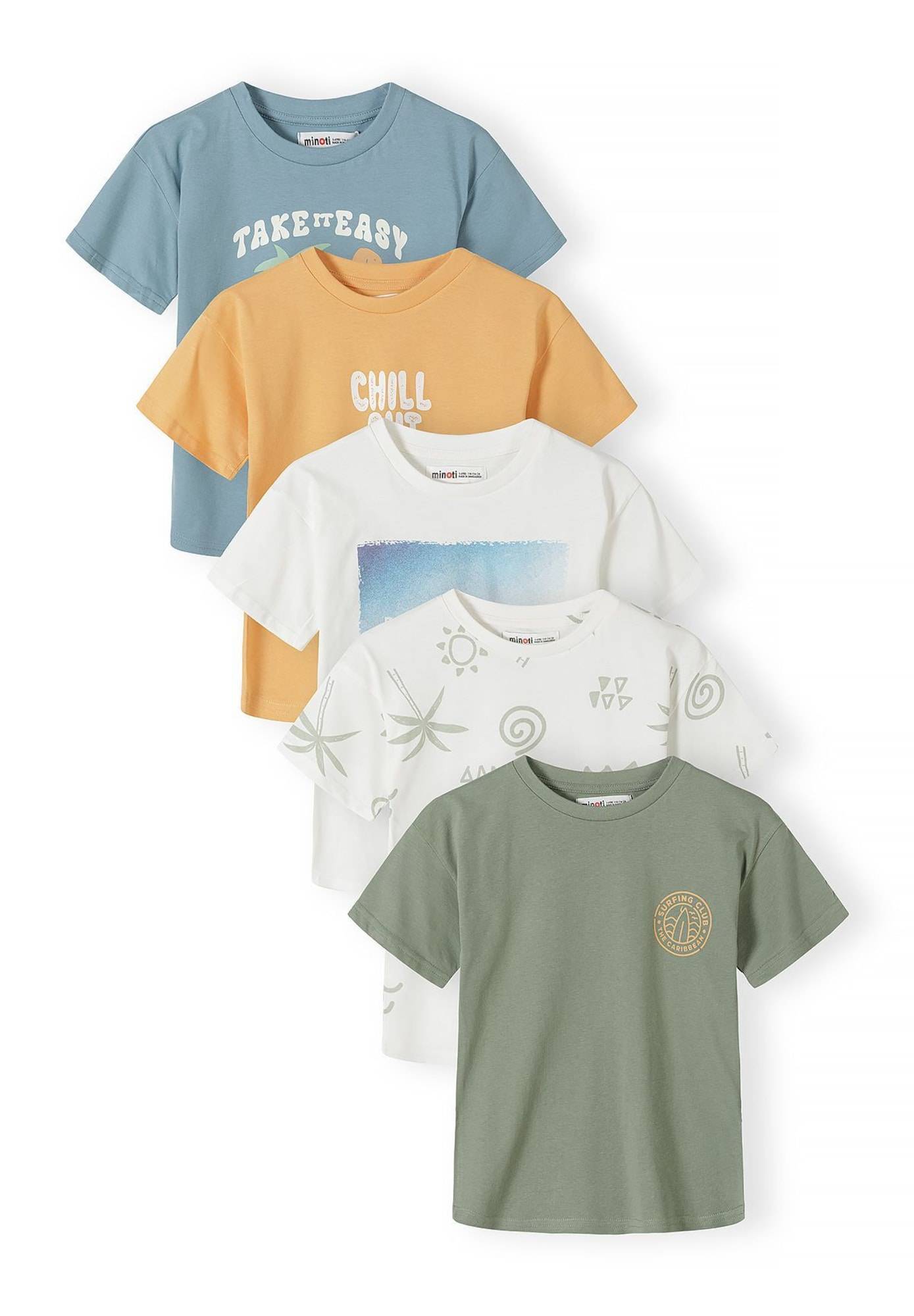 MINOTI T-shirt duvblå / honung / khaki / vit
