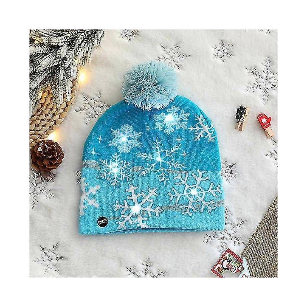 (2) Christmas Hats Flash Light Up Knitted Hat Adult Child Santa Hat With Led Light New Year Party Christmas Party Gifts