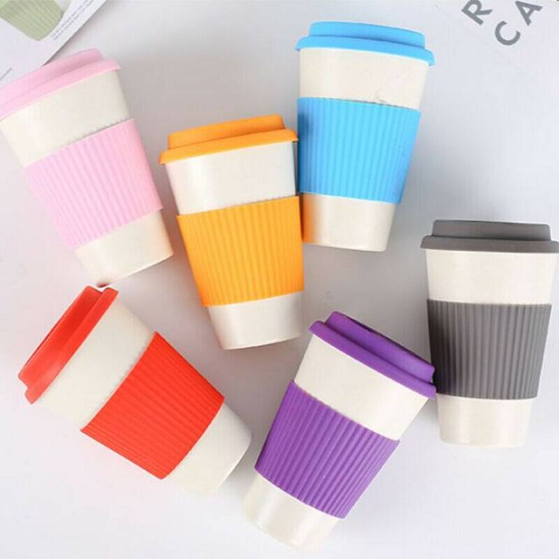Nyaste rese återanvändbara bambu fiber kaffekopp miljövänliga kaffemuggar drink kopp - Ljusgrå