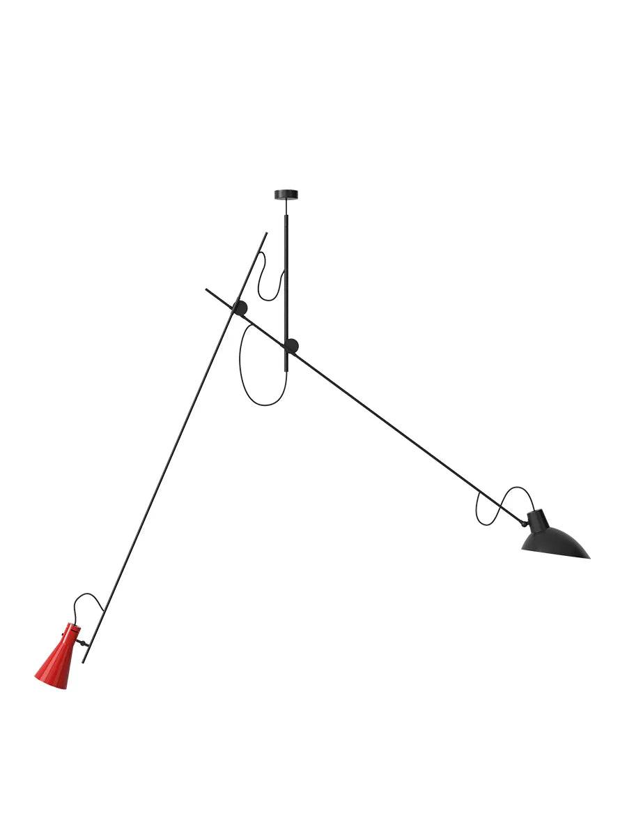 VV Cinquanta Suspension Lampe fra Astep Messing stel med sort skærm - Jacobsen Plus