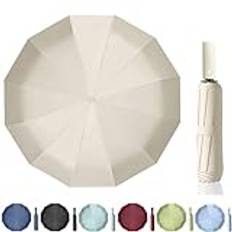 Maibar paraply vindtätt starkt kompakt 24 ribbor vattentätt paraply hopfällbart reseparaply vindtäta parasoll för män och kvinnor, BEIgE, Large, Klassiskt