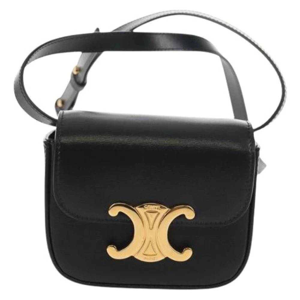 Celine Vintage Pre-owned Vintage Triomphe Skuldertaske - Vintage - Dame - Sort - ONE SIZE - Uld