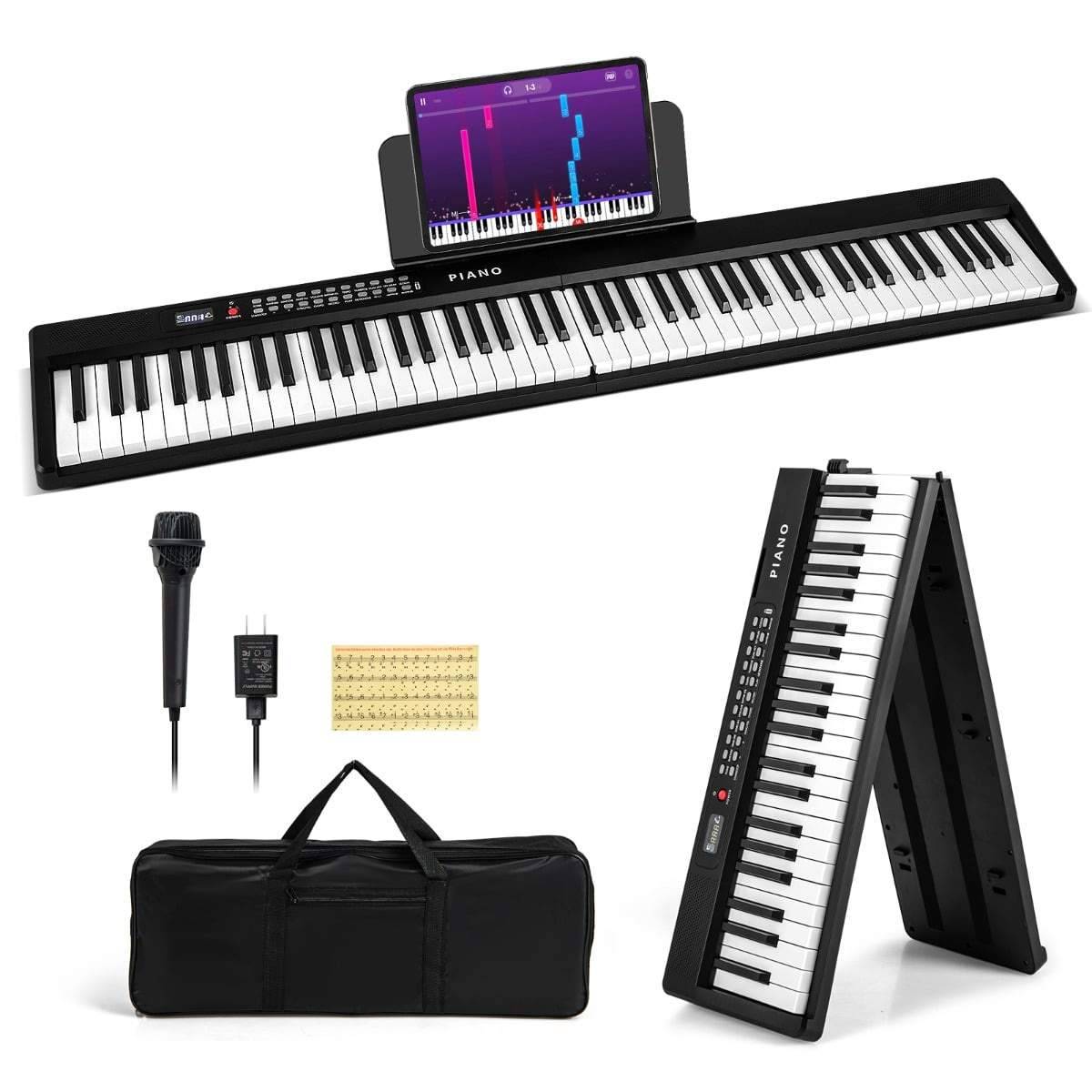 Hopfällbart digitalpiano med 88 tangenter och 1000 rytmer och toner