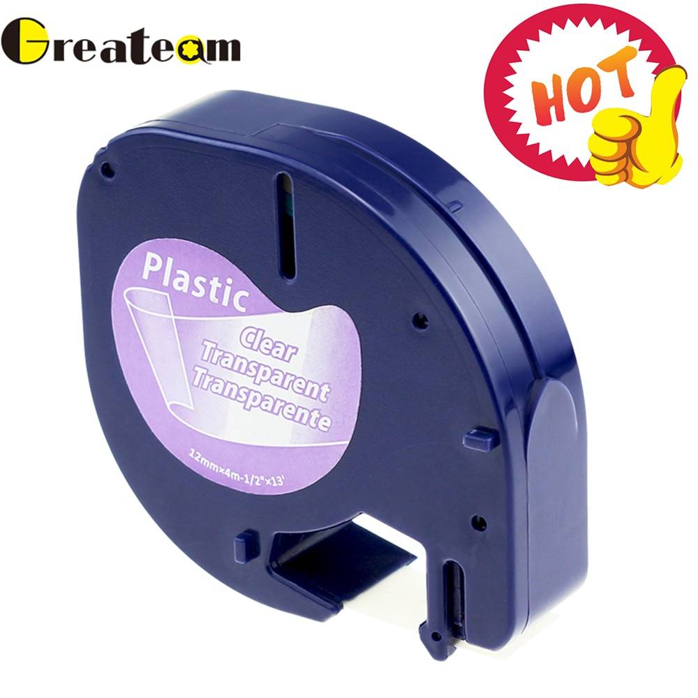 Greateam 91330 12267 91200 91201 12mm svart på klar för dymo letratag plasttejp lt91201 91203 dymo etikettmaskin för lt -100h - Vitt papper