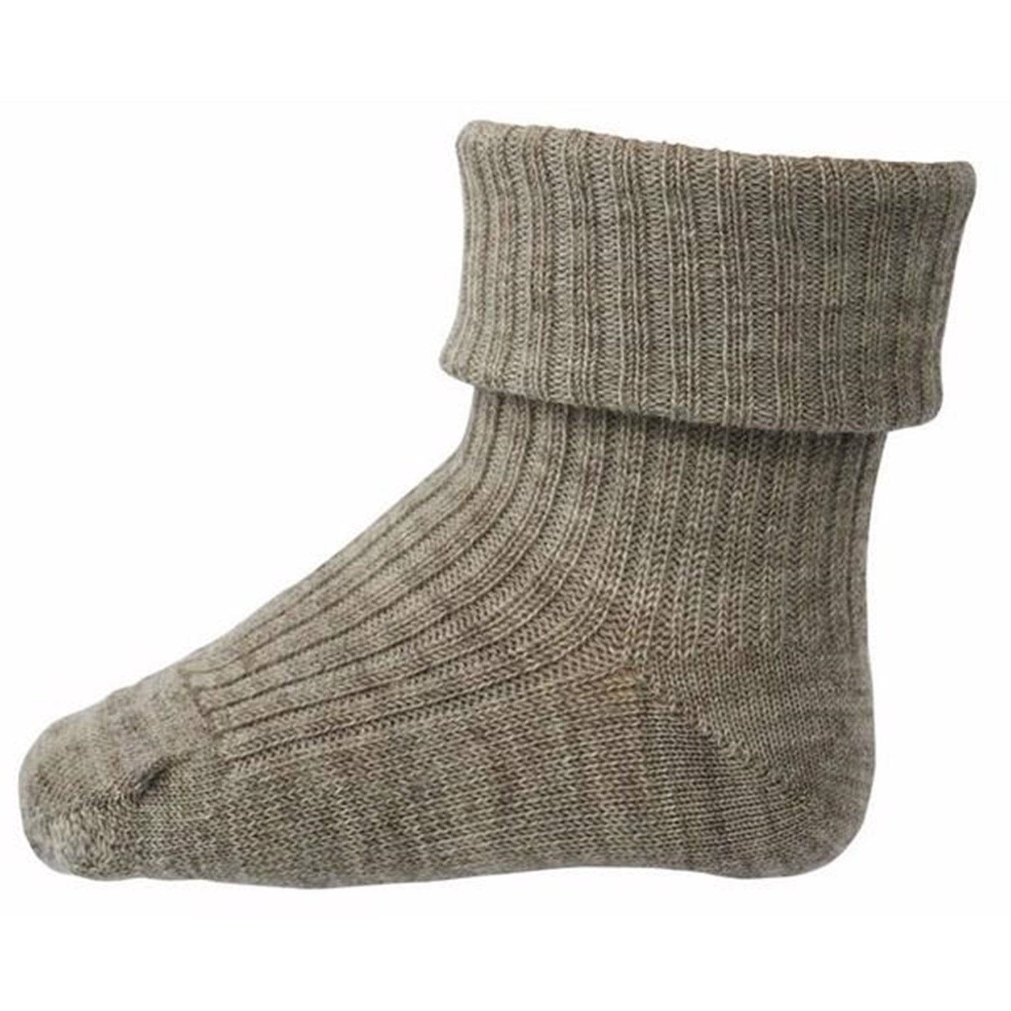 MP 589 Wool Socks Rib 202 Light Brown Melange.