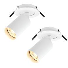 Orienterbara och svängbara takspotlights LED-spotlight vit med GU10-uttag, 2 x LED-takbelysning med avtagbar frontring, infälld LED-strålkastare för kök, hall, utan glödlampor