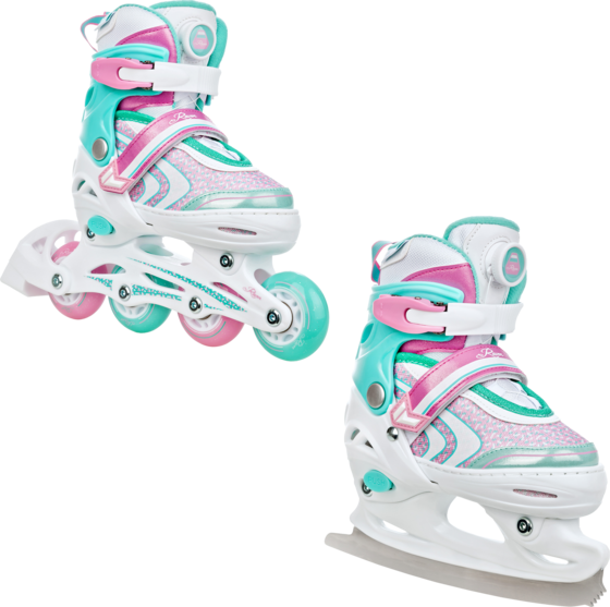 Raven 2in1 Lia Plus (all Led Wheels) Inlines Vit / Akvamarin Grön / Rosa - 27-30
