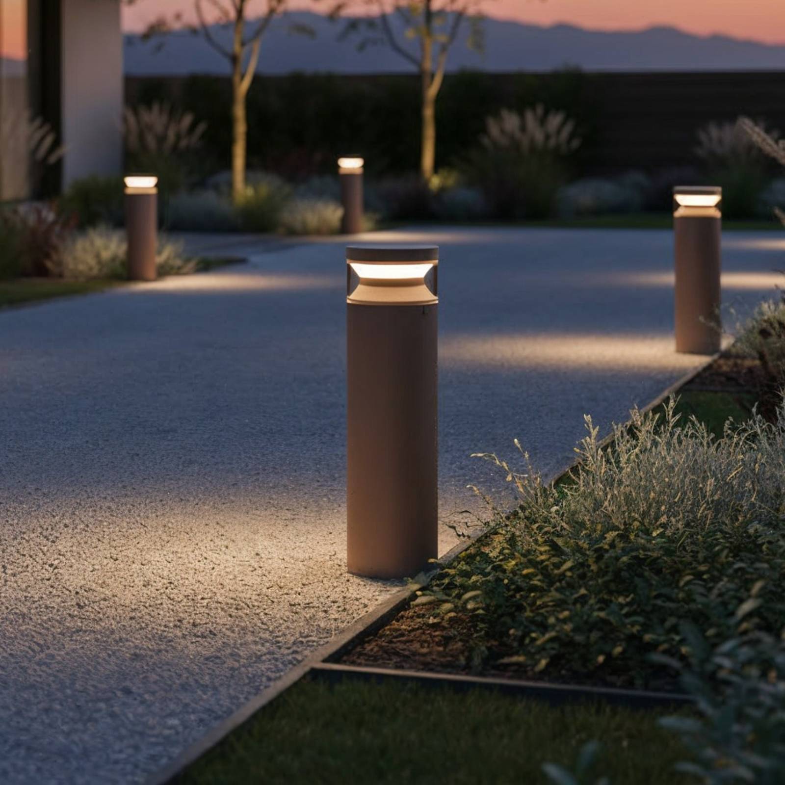 Ideallux LED pollare Boeing, Brun / rost, Metall, LED-utomhuslampa
