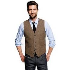 Herr vintage brun tweed väst ull england stil herr kostym väst affär formell kostym väst - L