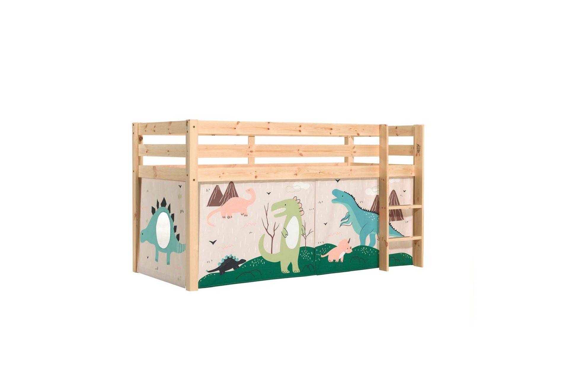 Halvhög Säng med gardin Pino Naturlig, Dino - Naturlig, Dino Hussäng