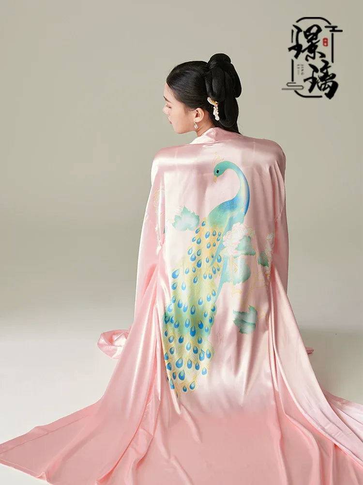 Chinese-Style Wide-Sleeve Morning Robe – 3 Colors, S–L - Light pink. / M (M)
