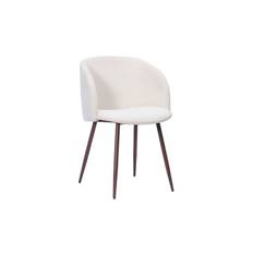Basic Home Greya Matstol med armstöd - Vit Bouclé / Metallben Valnöt & köksstol