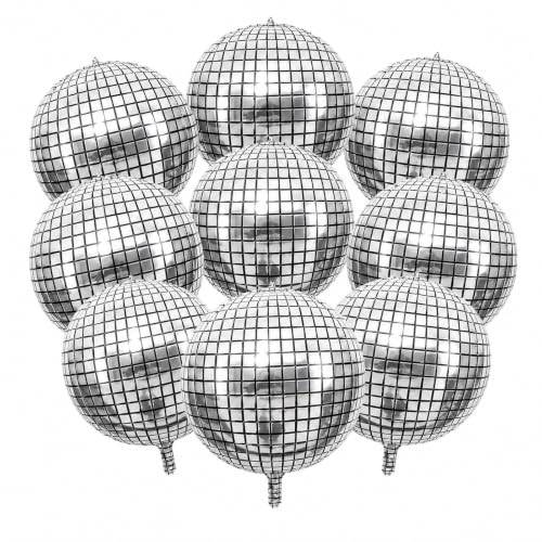 xolear 9 stycken Disco-Kugel Luftballonger Silver, 50 cm (22 tum) 4D Disco Folieballonger