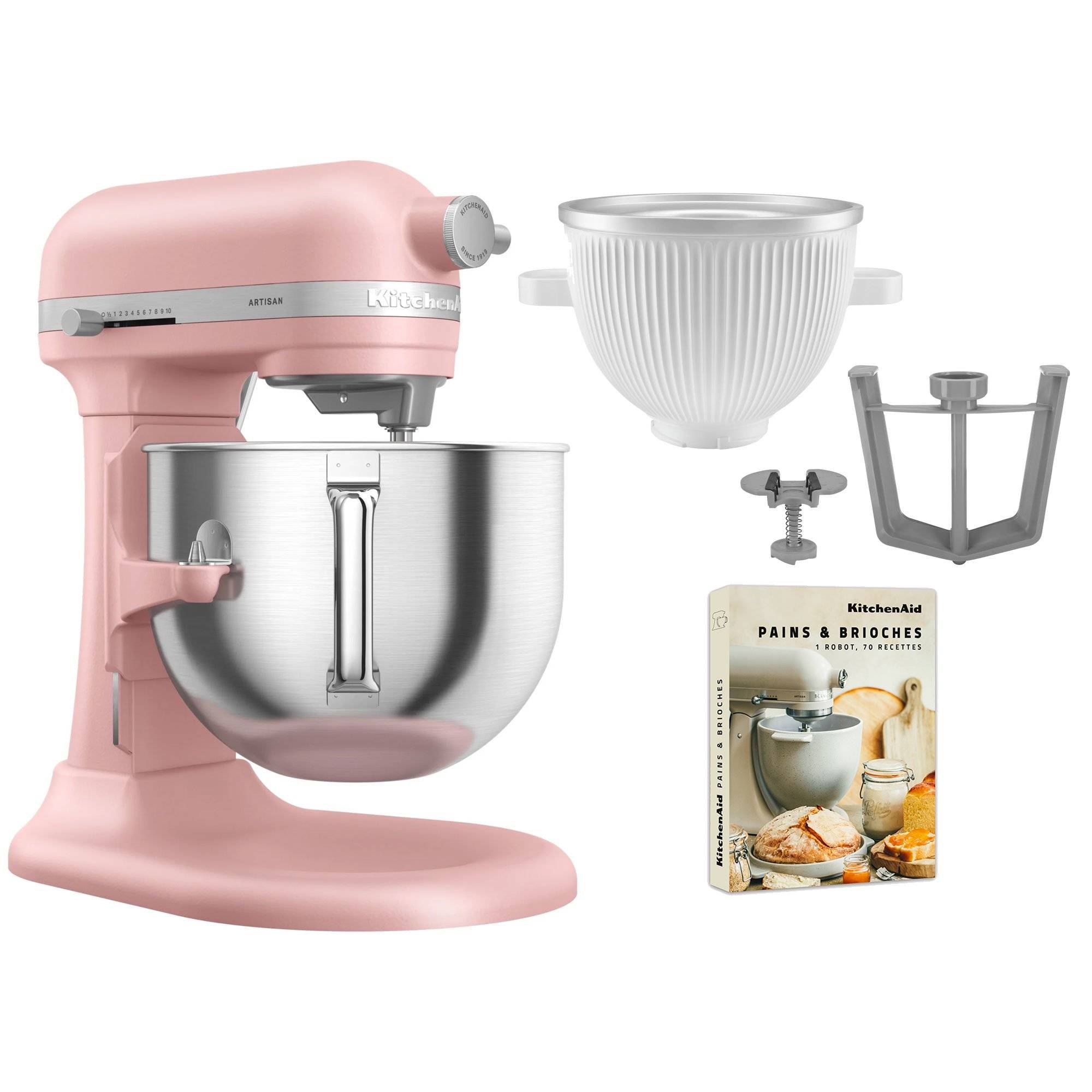 Kitchenaid 5KSM70SHXE köksmaskin 6,6 liter + 5KSMICM Ice Cream Maker, dried rose - Dried rose