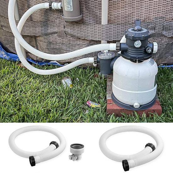 Sträckbar korrugerad struktur Poolslang med klämmor Enkel installation Pool Filter Pump Ersättningsslang för INTEX