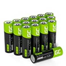 Green Cell 2 600 mAh 1,2 V 16 st. förladdade NI-MH AA-batterier laddningsbara AA/Mignon, kan börja användas omedelbart, låg självurladdning, laddningsbart batteri, utan minneseffekt