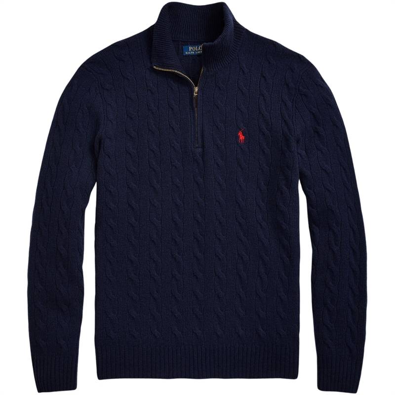 Cable-Knit Wool-Cashmere Quarter-Zip Strik