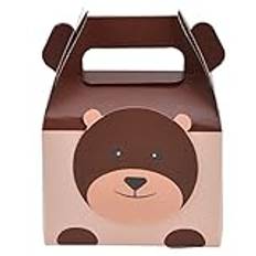 50pcs Animal Party Favor Boxes,Zoo Animal Theme Happy Birthday Favor Boxes,Animal Candy Boxes Portable Cookie Boxes (Bear)