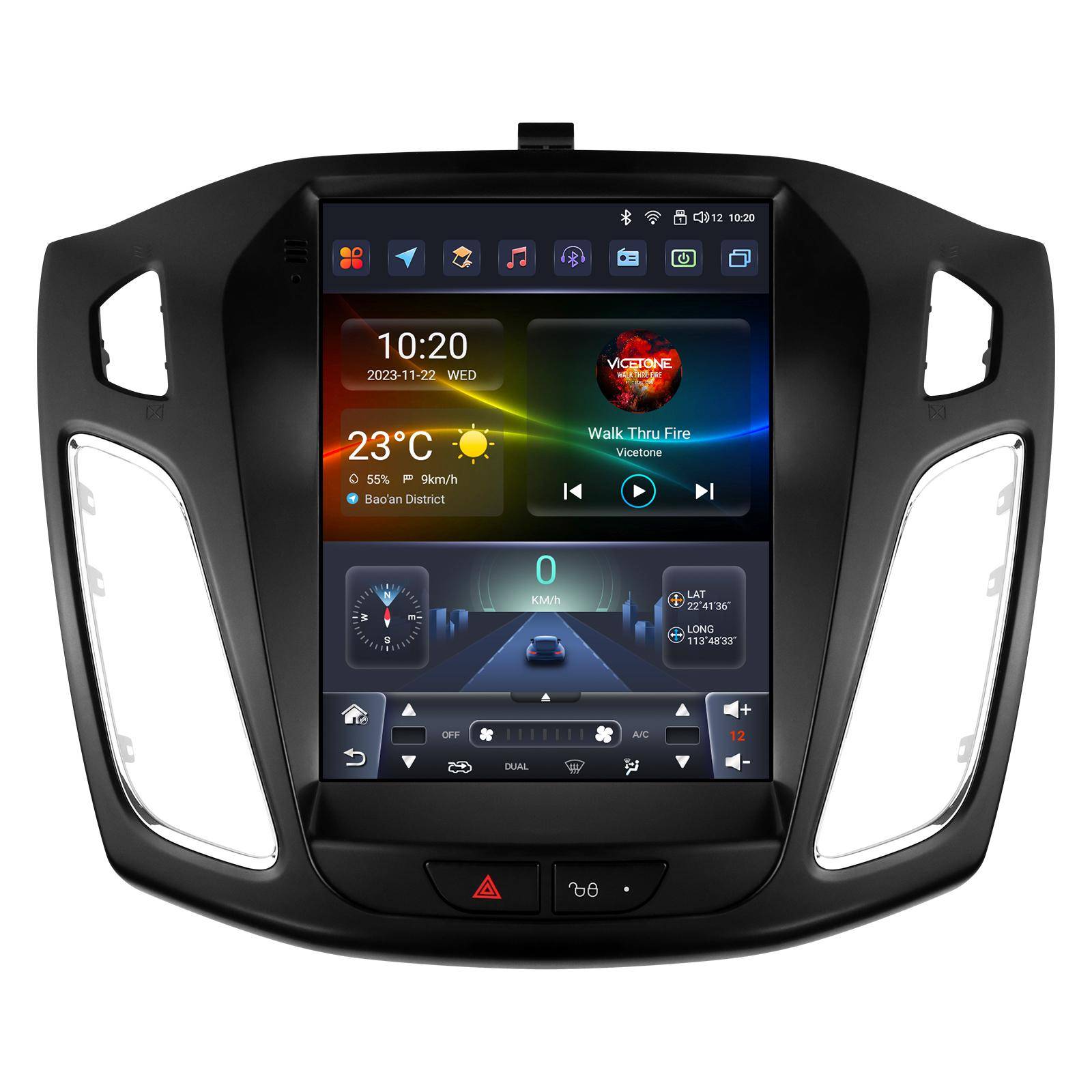 Hizpo för Tesla-stil Carplay Android Bilradio för Ford Focus MK3 2012-2018 Multimedia Videospelare Navigation GPS Bilstereo Intelligent Skärm